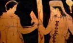 Ancient Greek Vase scene, from Apulia showing Andromeda